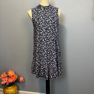 As U Wish Sleeveless Halter Tiny Floral Print Pull On Dress Blue Cottage Core Sm